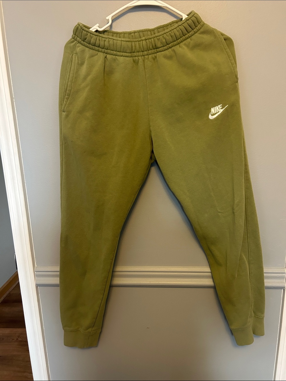 Nike Men's Olive Green Sweatshirt and Joggers Set with White Swoosh - Picture 2 of 5